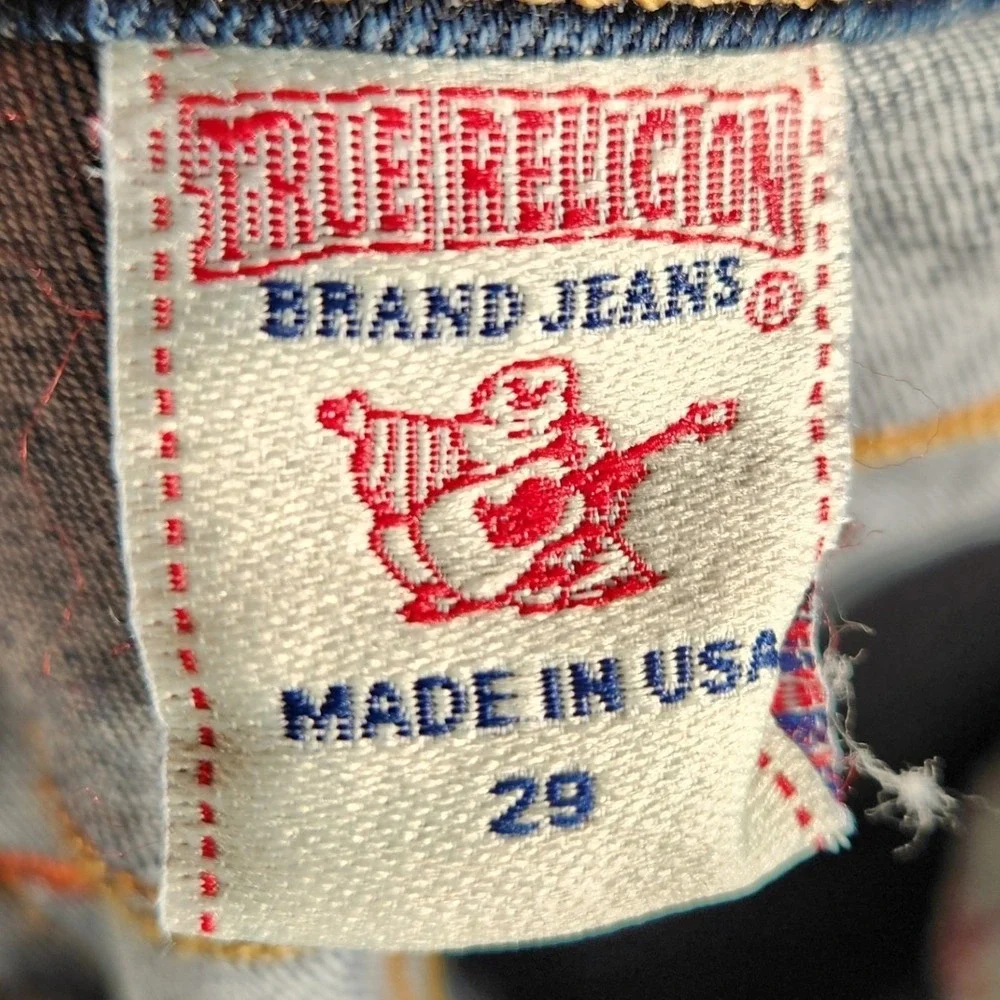 True Religion Brand Jeans Mens 29 Dark Blue Excellent Slim Straight Made in USA